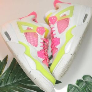 Jordan 4 Neon White Pink size 5youth/6.5Womens/37.5Euro